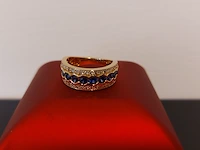 Gouden ring met diamanten en saffieren , blauw / goud - afbeelding 2 van  4