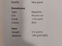 Gouden ring met diamanten en saffieren , blauw / goud - afbeelding 4 van  4