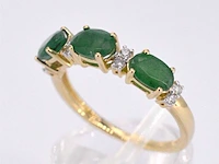 Gouden ring met diamanten en smaragd set 2 - afbeelding 4 van  9