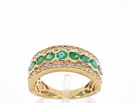 Gouden ring met diamanten en smaragd - afbeelding 1 van  9