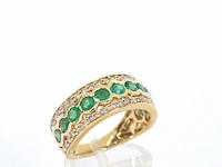 Gouden ring met diamanten en smaragd - afbeelding 4 van  9