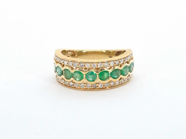 Gouden ring met diamanten en smaragd - afbeelding 6 van  9