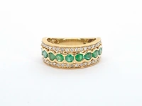 Gouden ring met diamanten en smaragd - afbeelding 6 van  9