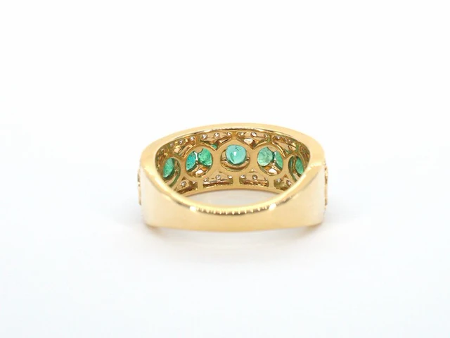 Gouden ring met diamanten en smaragd - afbeelding 7 van  9