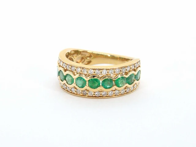 Gouden ring met diamanten en smaragd - afbeelding 8 van  9