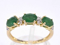 Gouden ring met diamanten en smaragd - afbeelding 1 van  11