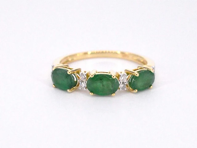 Gouden ring met diamanten en smaragd - afbeelding 6 van  11