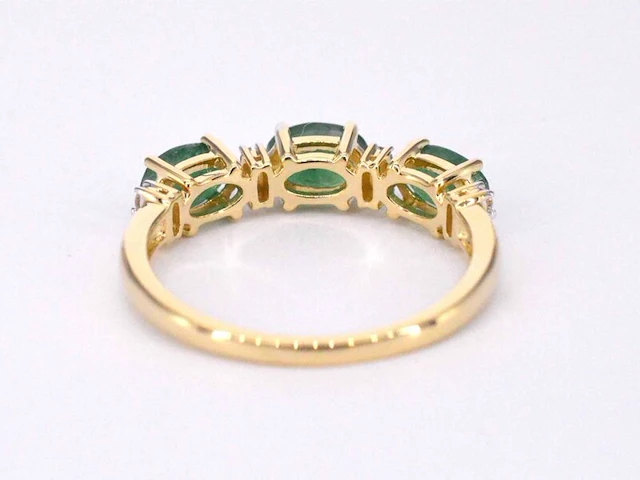Gouden ring met diamanten en smaragd - afbeelding 7 van  11