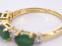 Gouden ring met diamanten en smaragd - afbeelding 9 van  11