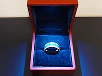 Gouden ring met diamanten en smaragden, groen / goud - afbeelding 3 van  4