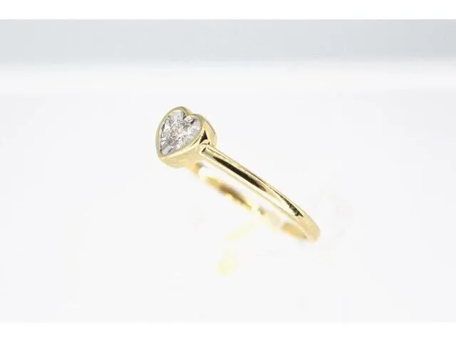 Gouden ring met een briljant geslepen diamant in hartvorm - afbeelding 3 van  6