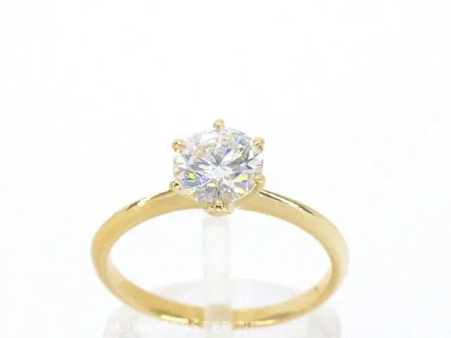 Gouden ring met een briljant geslepen diamant van 1.00 carat - afbeelding 1 van  11