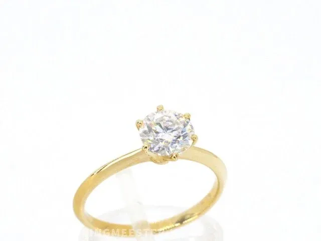 Gouden ring met een briljant geslepen diamant van 1.00 carat - afbeelding 6 van  11
