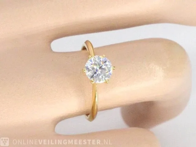 Gouden ring met een briljant geslepen diamant van 1.00 carat - afbeelding 11 van  11