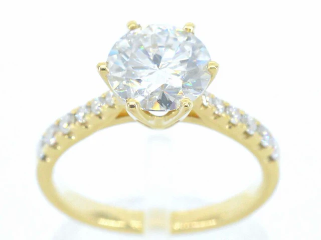 Gouden ring met een briljant geslepen diamant van 3.00 carat - afbeelding 1 van  11