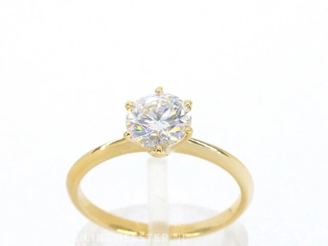 Gouden ring met een briljant geslepen diamanten van 0.70 carat - afbeelding 1 van  7