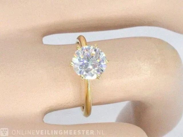 Gouden ring met een briljant geslepen diamanten van 2.00 carat - afbeelding 9 van  10
