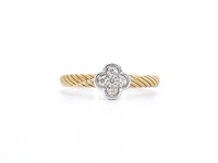 Gouden ring met een klavertje vier gezet met diamanten - afbeelding 1 van  10