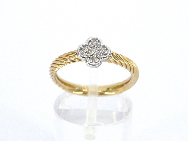 Gouden ring met een klavertje vier gezet met diamanten - afbeelding 6 van  10