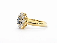 Gouden ring met een natuurlijke saffier en diamanten - afbeelding 4 van  7