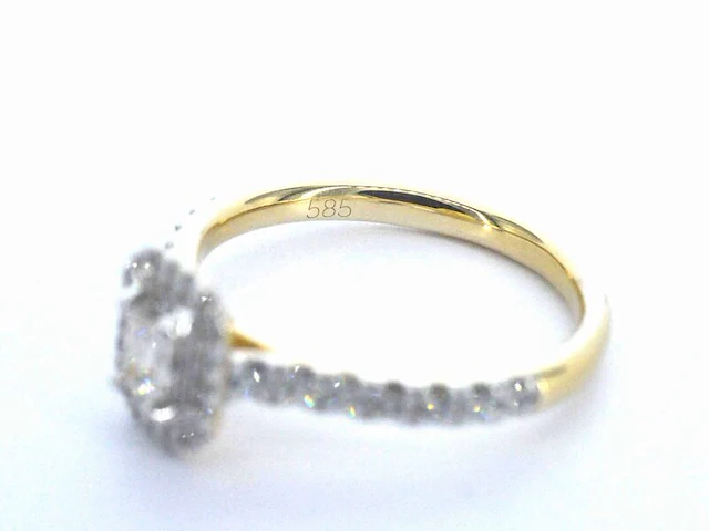 Gouden ring met natuurlijke baguette en briljant geslepen diamanten - afbeelding 8 van  10