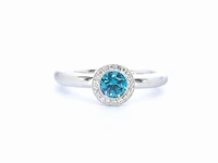 Gouden ring met natuurlijke diamanten en een swiss blue topaas - afbeelding 5 van  10