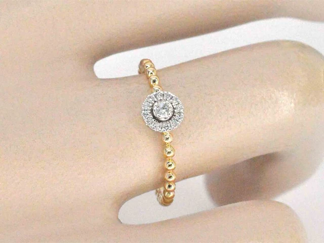 Gouden ring met natuurlijke geslepen briljant diamanten - afbeelding 3 van  10
