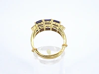 Gouden ring met paarse edelstenen en diamanten - afbeelding 2 van  12