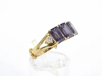 Gouden ring met paarse edelstenen en diamanten - afbeelding 11 van  12