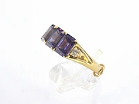 Gouden ring met paarse edelstenen en diamanten - afbeelding 12 van  12