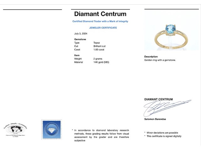 Gouden ring met topaas - afbeelding 3 van  10