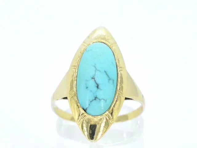 Gouden ring met turquoise - afbeelding 1 van  8