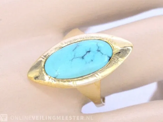Gouden ring met turquoise - afbeelding 2 van  8