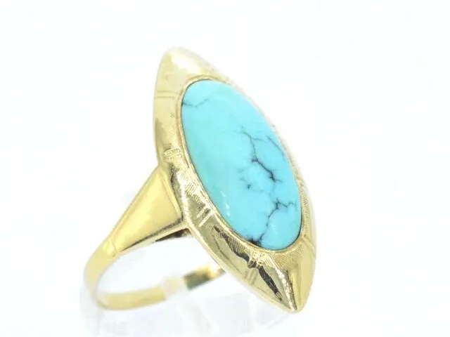 Gouden ring met turquoise - afbeelding 4 van  8