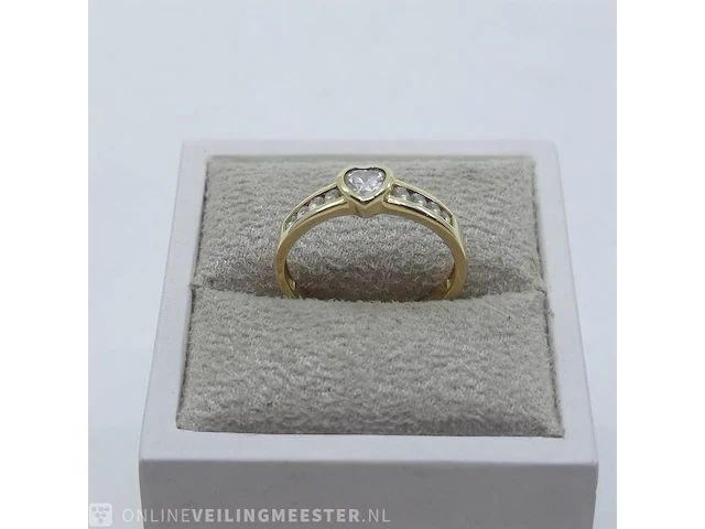 Gouden ring met zirkonia, 14 karaats - afbeelding 1 van  8