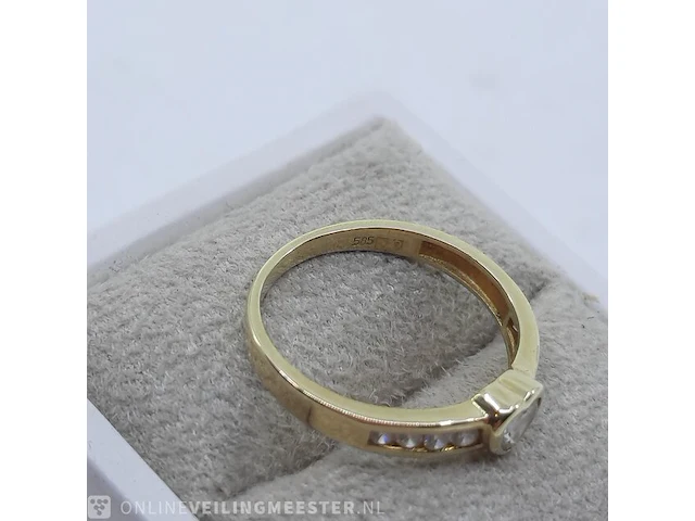 Gouden ring met zirkonia, 14 karaats - afbeelding 7 van  8