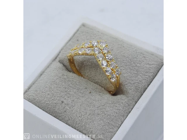Gouden ring met zirkonia, 18 karaats - afbeelding 3 van  10