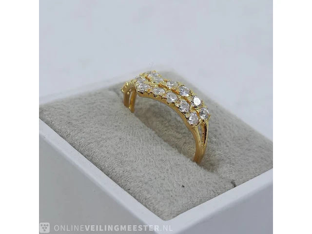 Gouden ring met zirkonia, 18 karaats - afbeelding 5 van  10