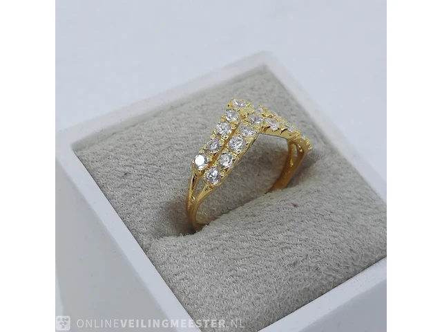 Gouden ring met zirkonia, 18 karaats - afbeelding 6 van  10