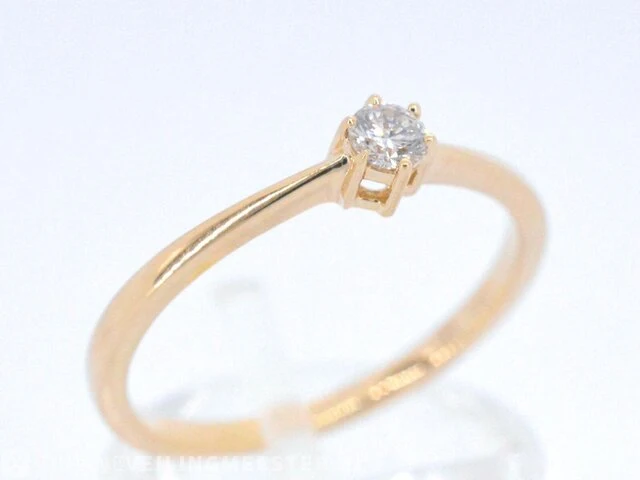 Gouden ring solitaire met een briljant geslepen diamant - afbeelding 5 van  10