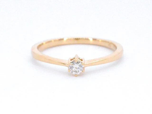 Gouden ring solitaire met een briljant geslepen diamant - afbeelding 7 van  10