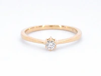 Gouden ring solitaire met een briljant geslepen diamant - afbeelding 7 van  10