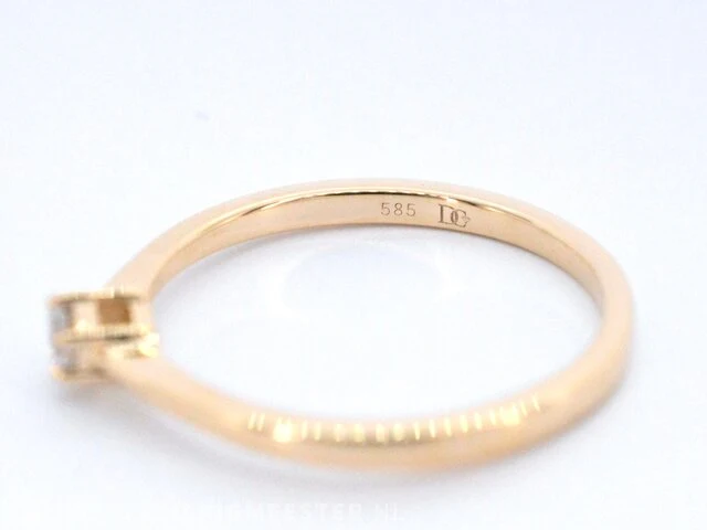 Gouden ring solitaire met een briljant geslepen diamant - afbeelding 10 van  10