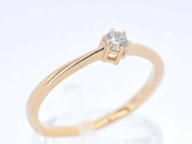 Gouden ring solitaire met een briljant geslepen diamant - afbeelding 7 van  11