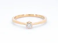 Gouden ring solitaire met een briljant geslepen diamant - afbeelding 9 van  11