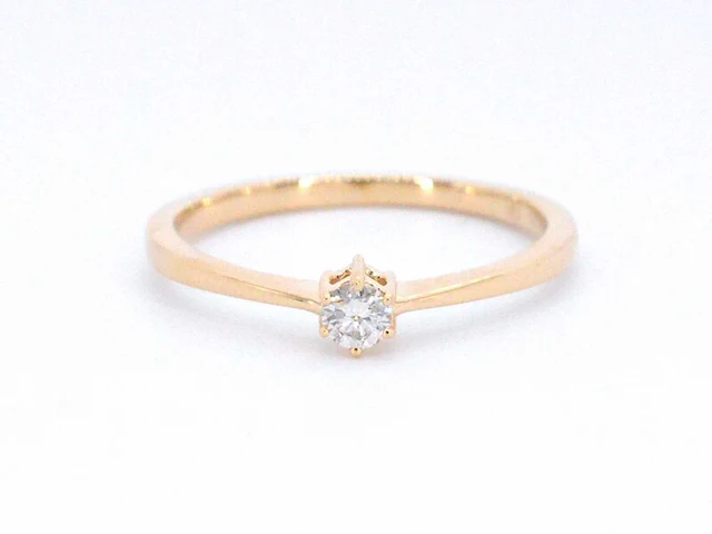 Gouden ring solitaire met een briljant geslepen diamant - afbeelding 6 van  11