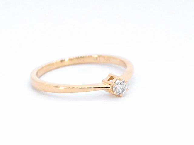 Gouden ring solitaire met een briljant geslepen diamant - afbeelding 8 van  11