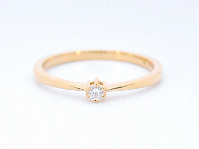 Gouden ring solitaire met een briljant geslepen diamant - afbeelding 7 van  10