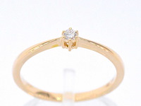 Gouden ring solitaire met een briljant geslepen diamant - afbeelding 1 van  8