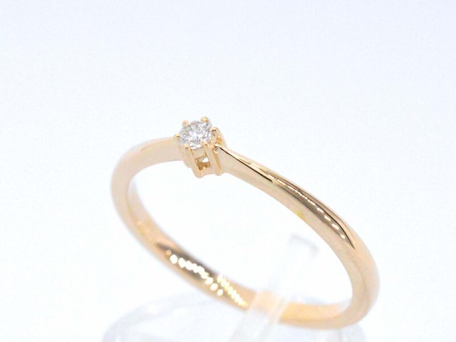 Gouden ring solitaire met een briljant geslepen diamant - afbeelding 3 van  8